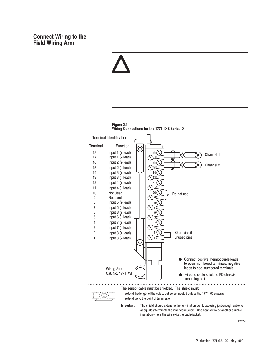 Connect wiring to the field wiring arm | Rockwell Automation 1771-IXE/D Thermocouple/Millivolt Input Module User Manual User Manual | Page 19 / 85