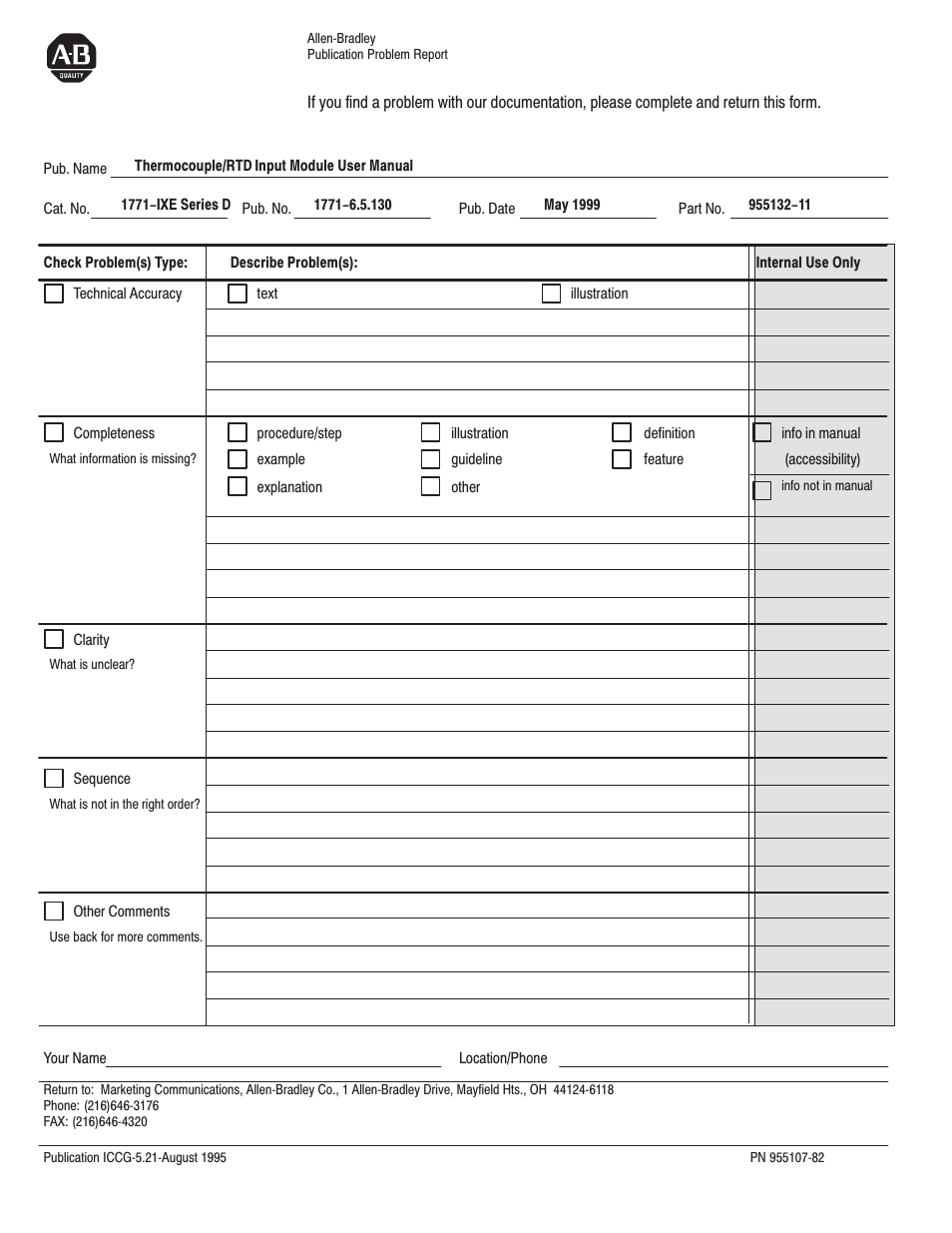 Rockwell Automation 1771-IXE/D Thermocouple/Millivolt Input Module User Manual User Manual | Page 83 / 85