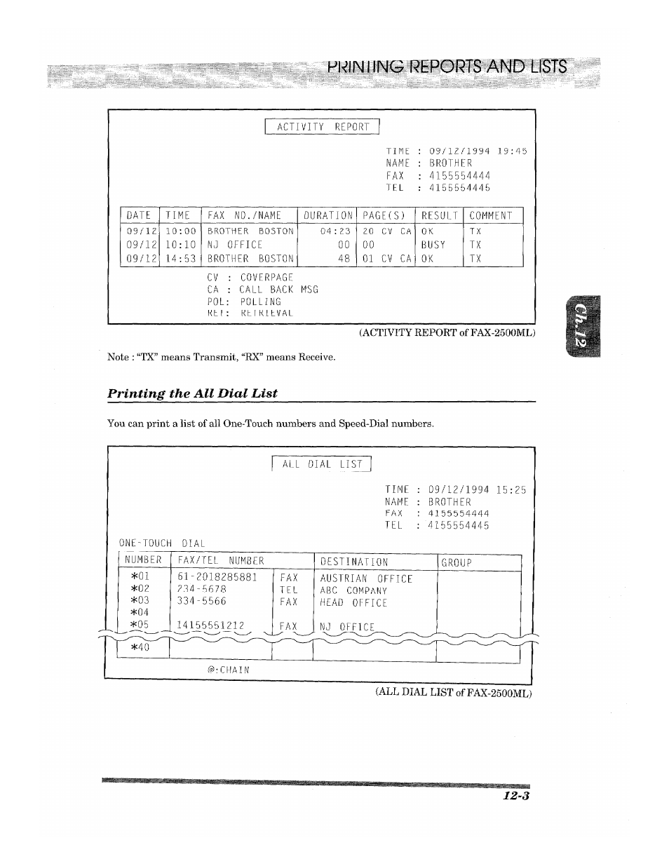 Jgr eports and l, Printing the all died list | Brother 2500ML User Manual | Page 113 / 132