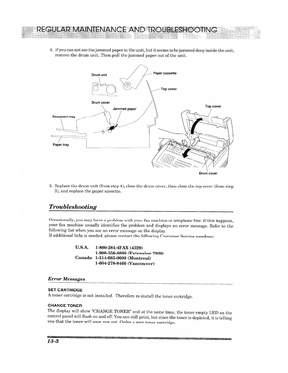 Regular maintenance and frsubleshooting, Troubleshooting | Brother 2500ML User Manual | Page 120 / 132
