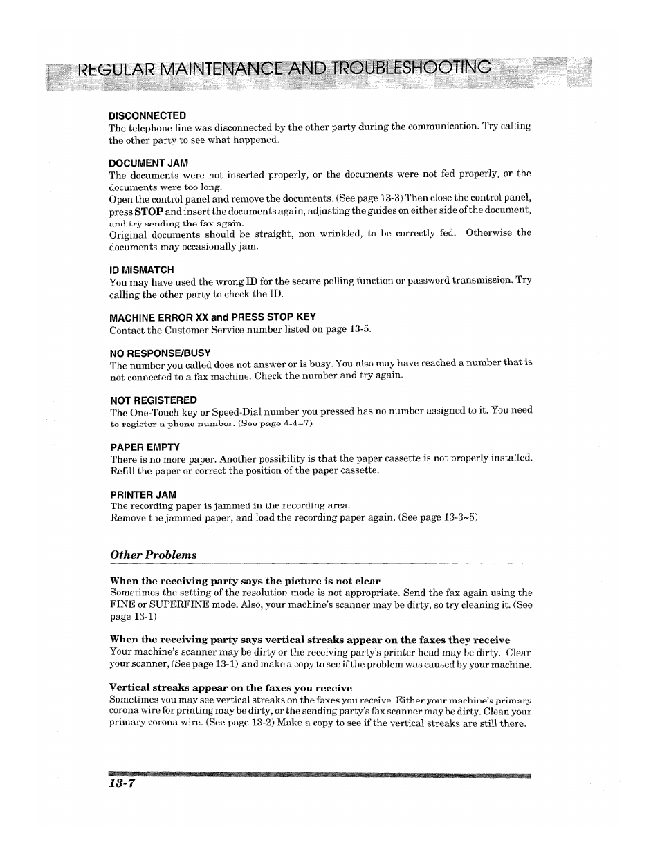 I resbly^r m7\mtenance and troubleshooting | Brother 2500ML User Manual | Page 122 / 132