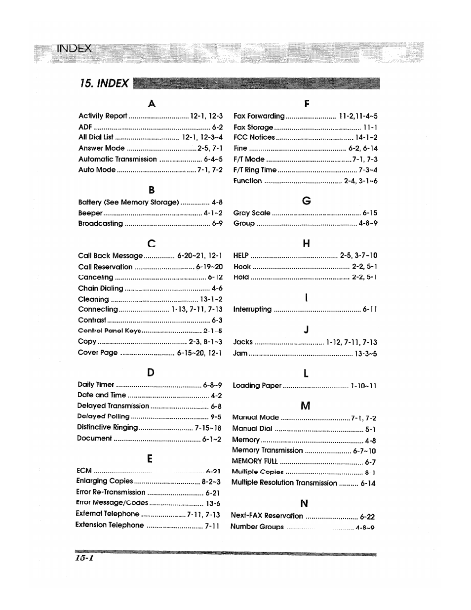Tndhx, Index | Brother 2500ML User Manual | Page 128 / 132