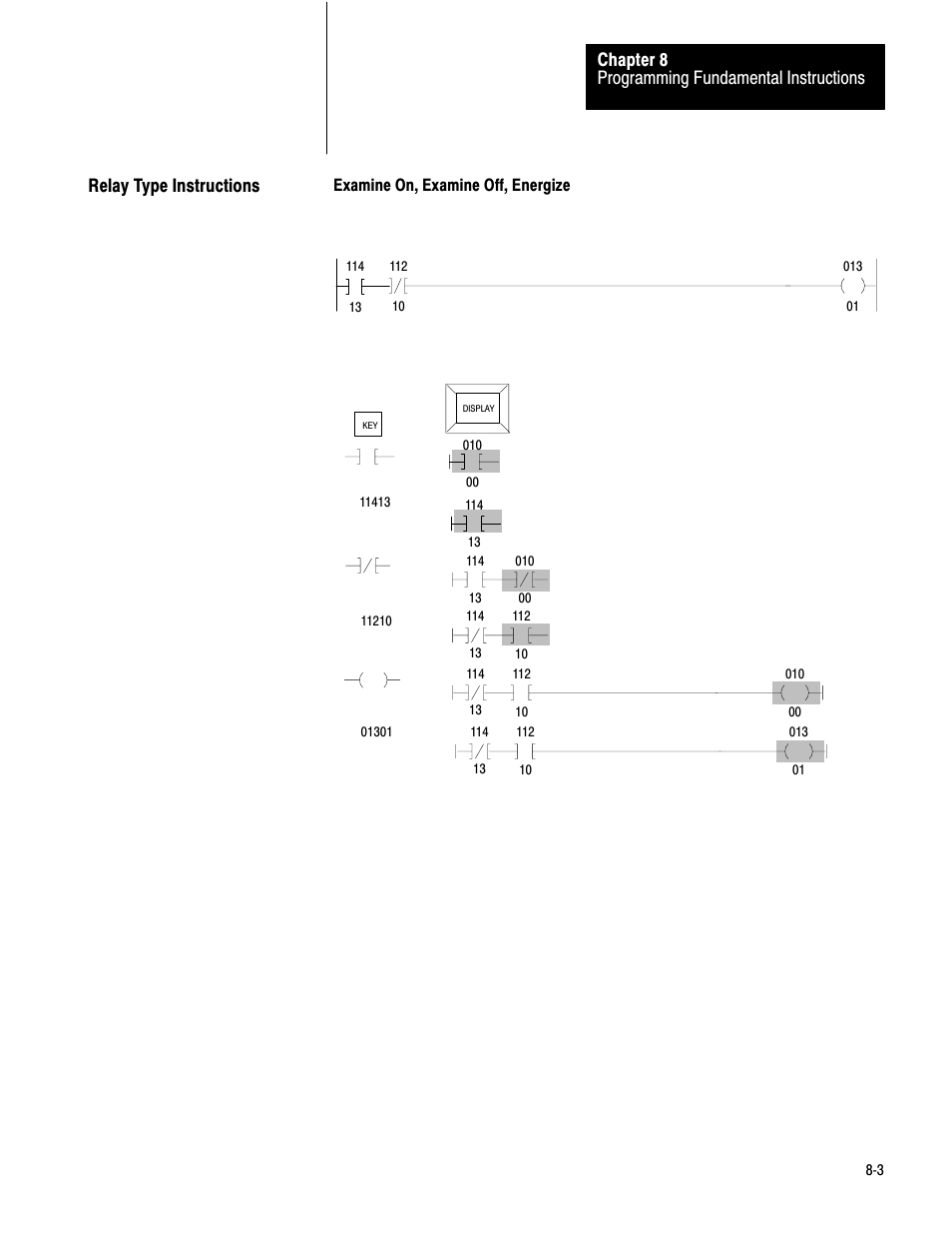 Programming fundamental instructions chapter 8, Relay type instructions | Rockwell Automation 1772-LV Mini-PLC - 2/15 Programmable Controller (Series B) Programming and Operations User Manual | Page 106 / 215