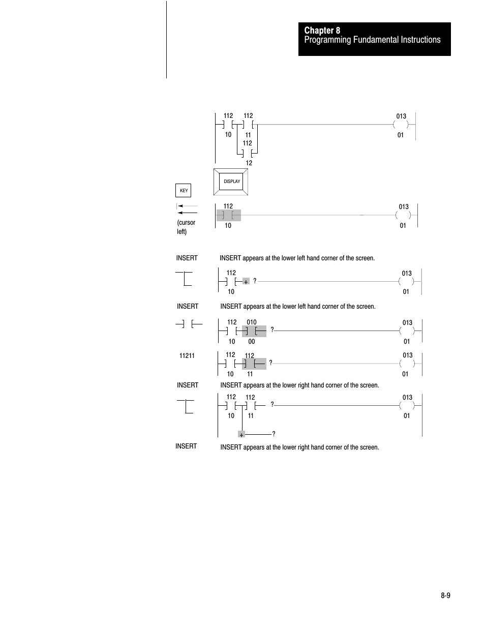 Programming fundamental instructions chapter 8 | Rockwell Automation 1772-LV Mini-PLC - 2/15 Programmable Controller (Series B) Programming and Operations User Manual | Page 112 / 215