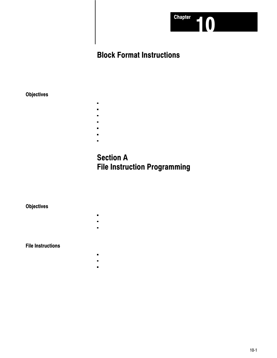 1772-6.8.2, 10 - block format instructions, 10ć1, Block format instructions | Rockwell Automation 1772-LV Mini-PLC - 2/15 Programmable Controller (Series B) Programming and Operations User Manual | Page 123 / 215