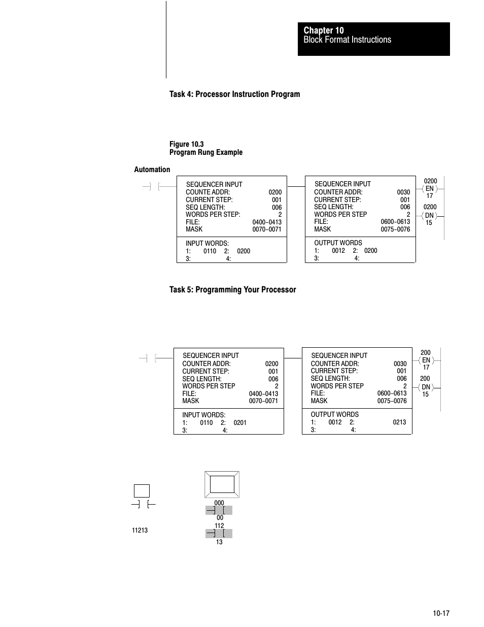 Block format instructions chapter 10 | Rockwell Automation 1772-LV Mini-PLC - 2/15 Programmable Controller (Series B) Programming and Operations User Manual | Page 139 / 215