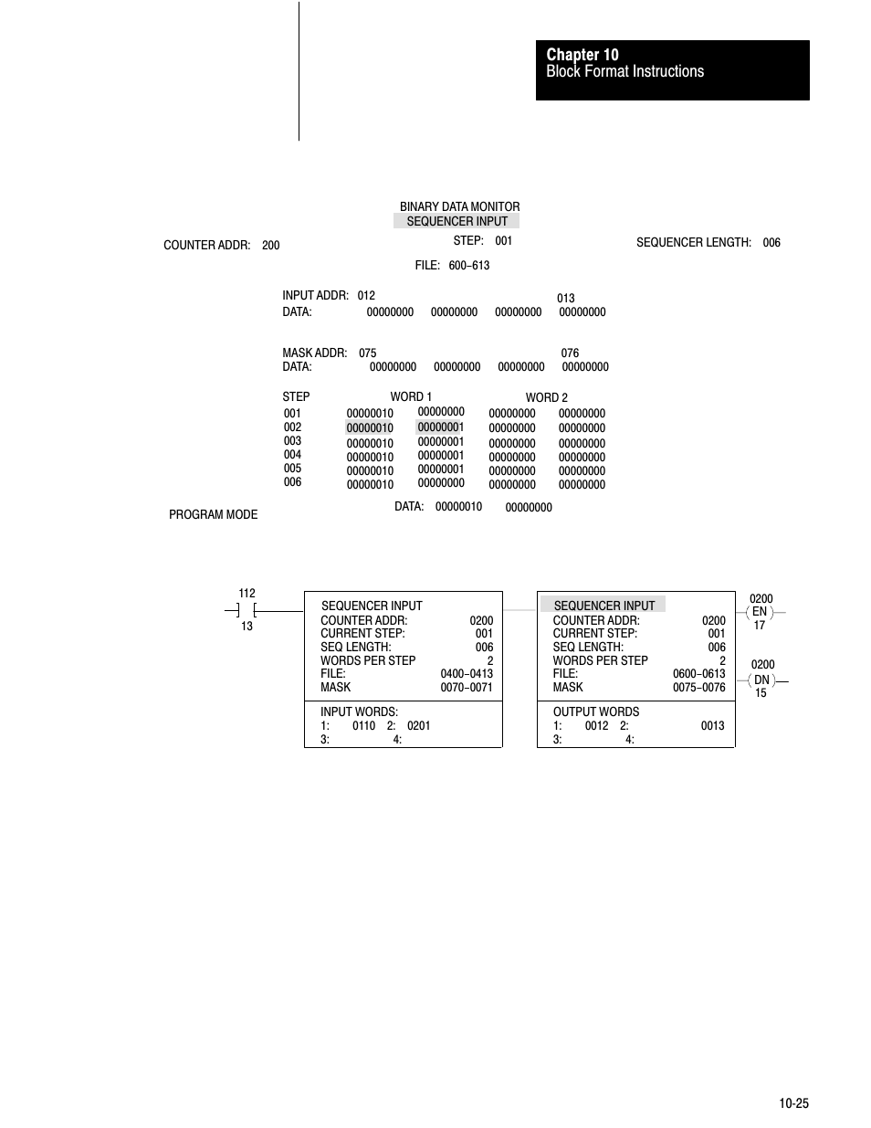 Block format instructions chapter 10 | Rockwell Automation 1772-LV Mini-PLC - 2/15 Programmable Controller (Series B) Programming and Operations User Manual | Page 147 / 215