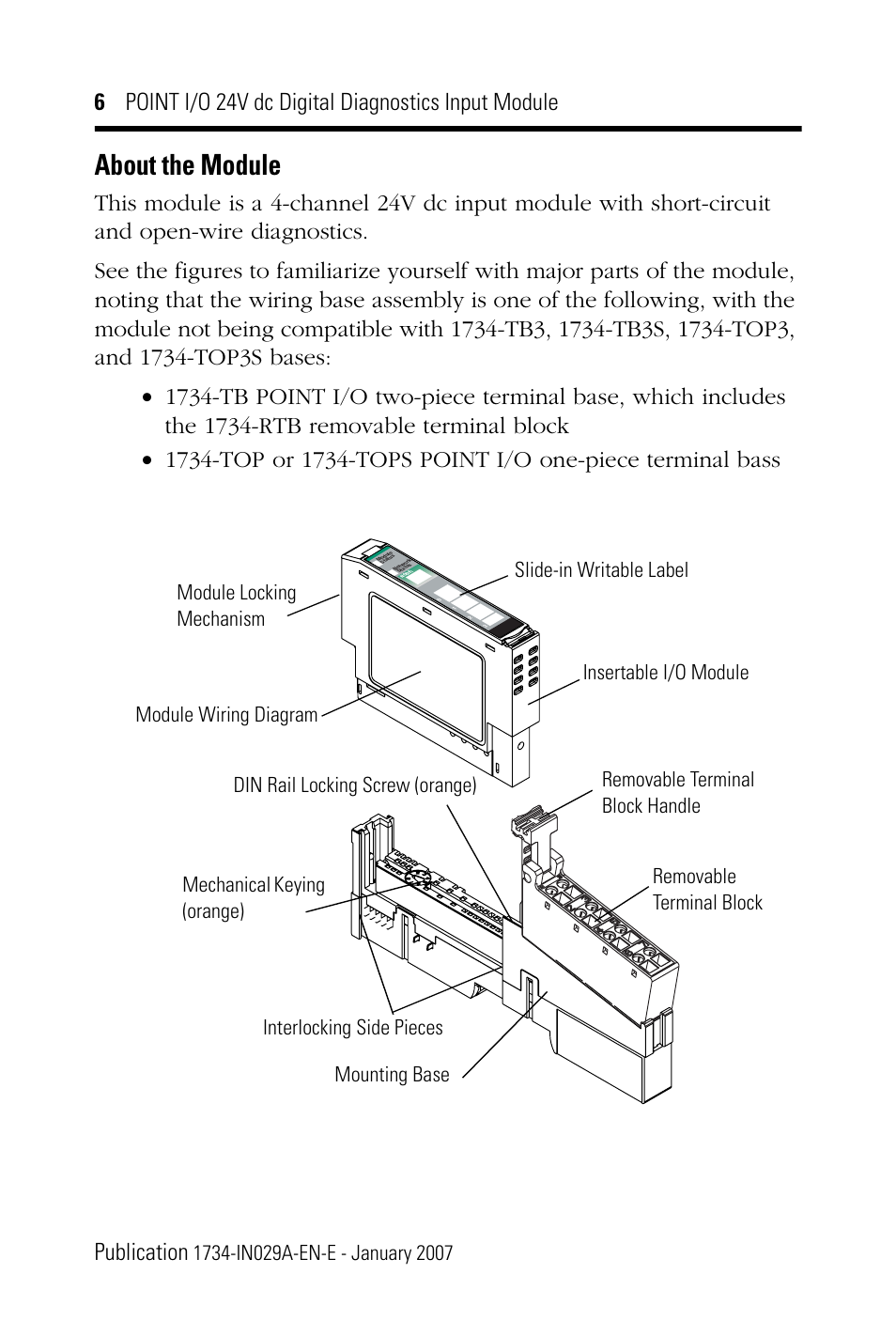About the module | Rockwell Automation 1734-IB4D POINT I/O 24V dc 4-Channel Discrete Input Module Installation Instructions User Manual | Page 6 / 28