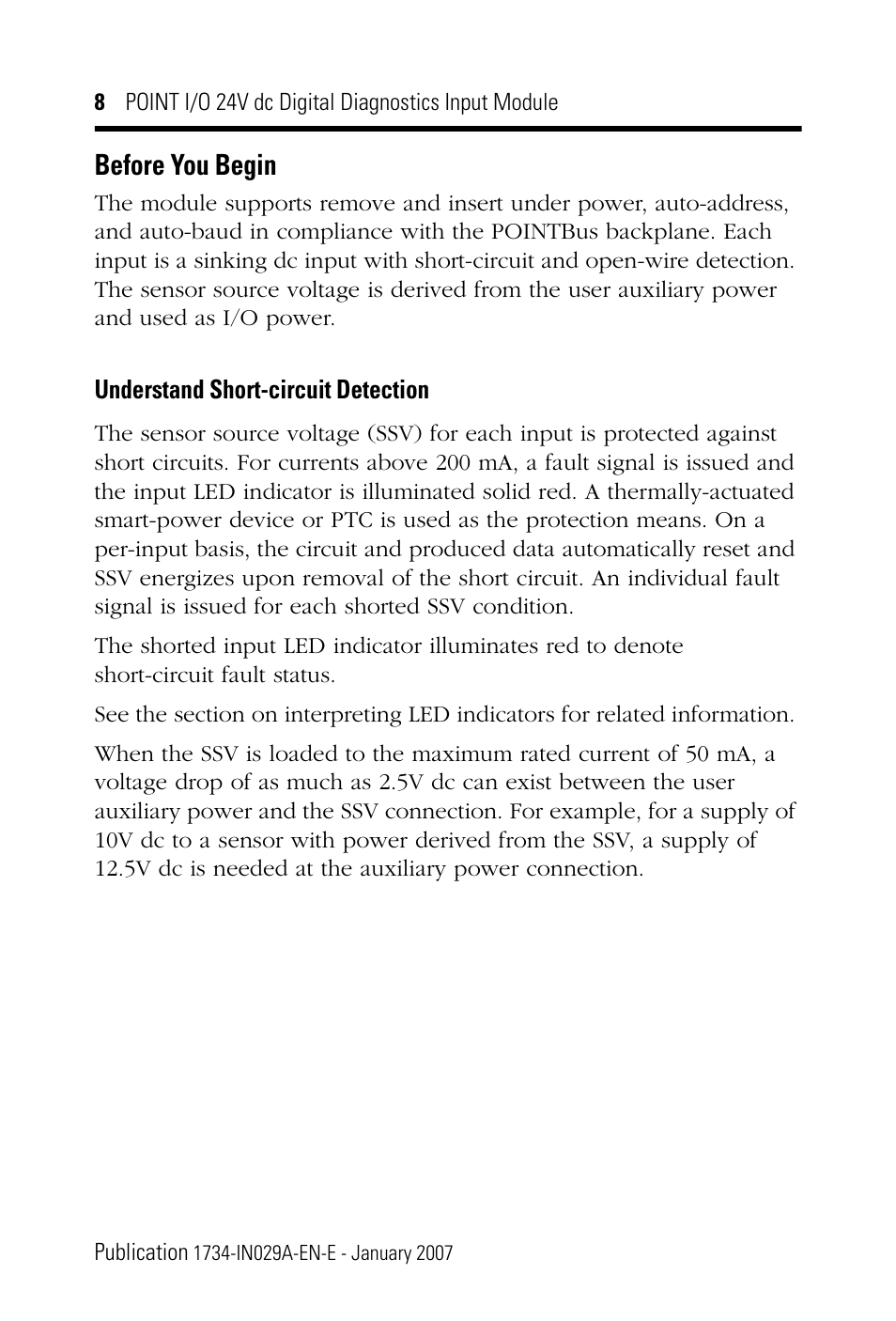 Before you begin, Understand short-circuit detection | Rockwell Automation 1734-IB4D POINT I/O 24V dc 4-Channel Discrete Input Module Installation Instructions User Manual | Page 8 / 28