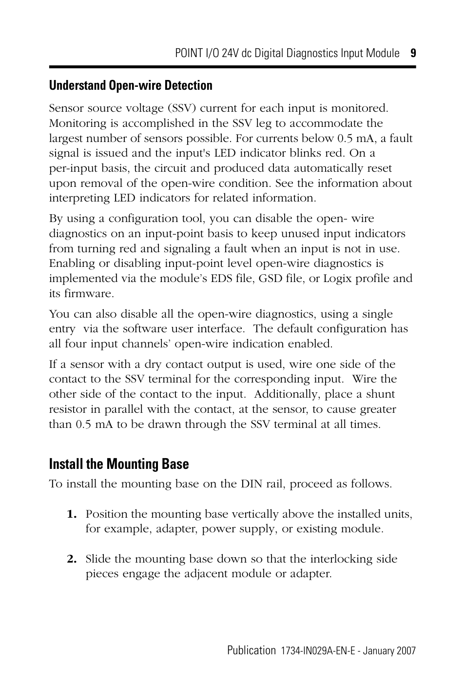 Install the mounting base | Rockwell Automation 1734-IB4D POINT I/O 24V dc 4-Channel Discrete Input Module Installation Instructions User Manual | Page 9 / 28