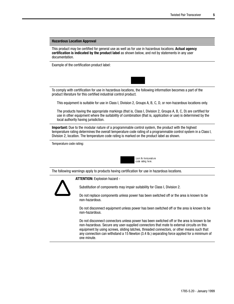 Rockwell Automation 1785-TR10BT Twisted Pair Transceiver Installation Instructions User Manual | Page 5 / 8