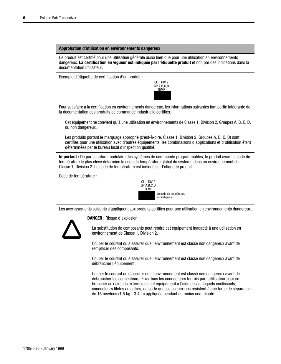 Rockwell Automation 1785-TR10BT Twisted Pair Transceiver Installation Instructions User Manual | Page 6 / 8