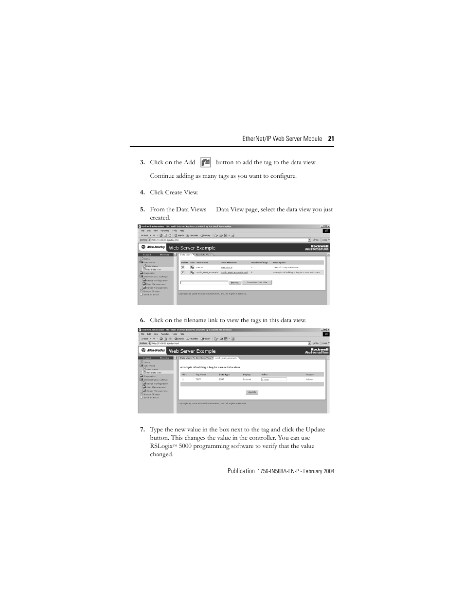 Rockwell Automation 1756-EWEB ControlLogix EtherNet/IP Web Server Module Installation Instructions User Manual | Page 21 / 30