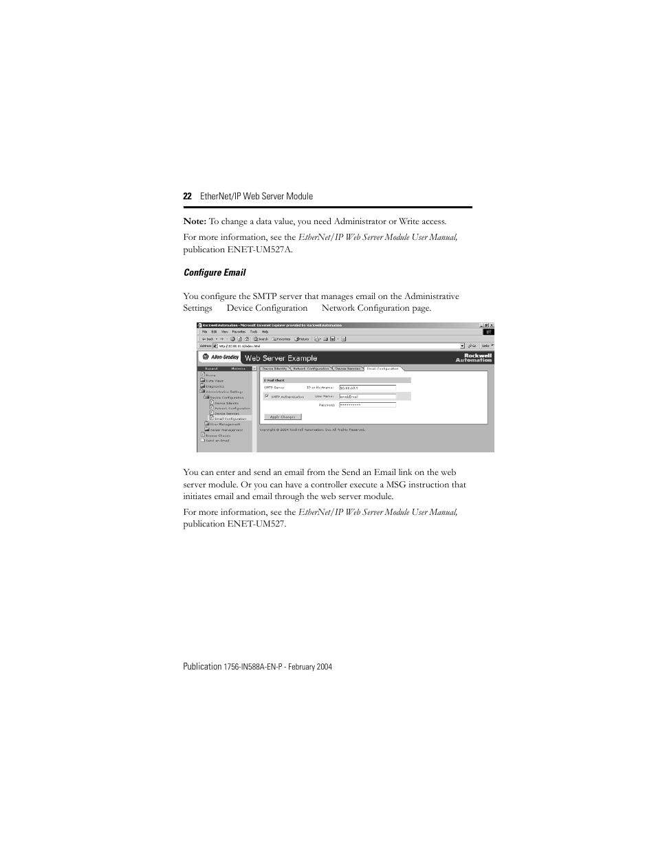 Rockwell Automation 1756-EWEB ControlLogix EtherNet/IP Web Server Module Installation Instructions User Manual | Page 22 / 30