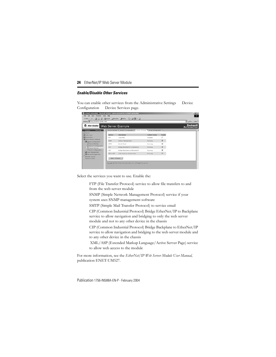 Rockwell Automation 1756-EWEB ControlLogix EtherNet/IP Web Server Module Installation Instructions User Manual | Page 24 / 30