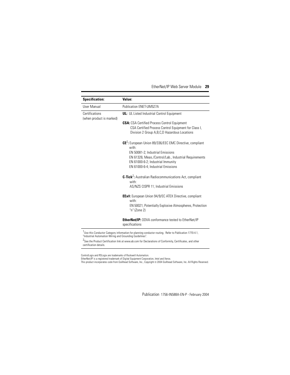 Rockwell Automation 1756-EWEB ControlLogix EtherNet/IP Web Server Module Installation Instructions User Manual | Page 29 / 30