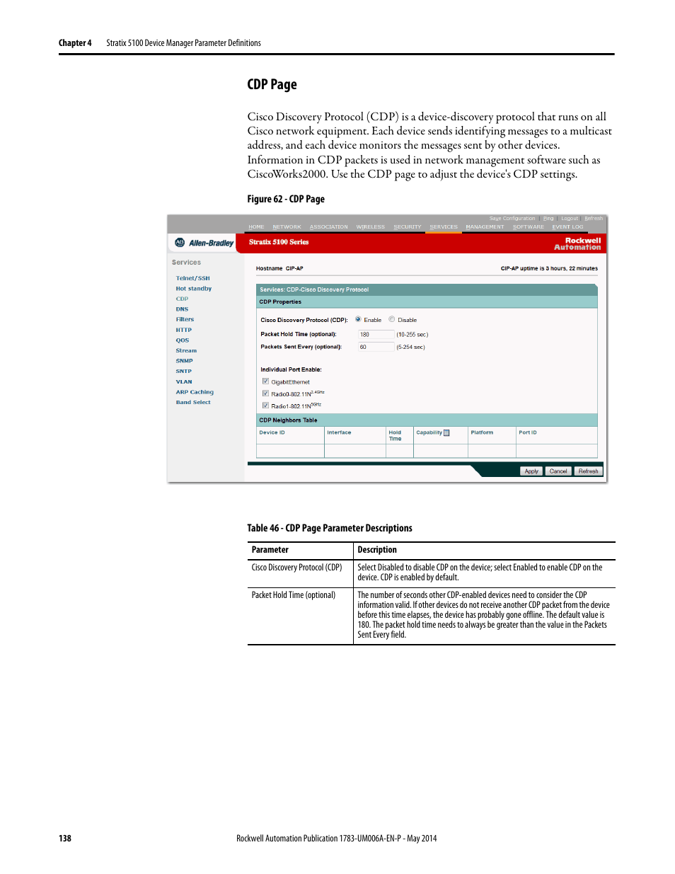 Cdp page | Rockwell Automation 1783-WAPxxx Stratix 5100 Wireless Access Point User Manual User Manual | Page 138 / 612