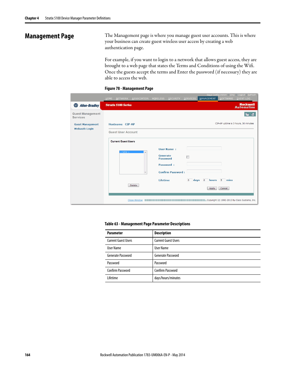 Management page | Rockwell Automation 1783-WAPxxx Stratix 5100 Wireless Access Point User Manual User Manual | Page 164 / 612