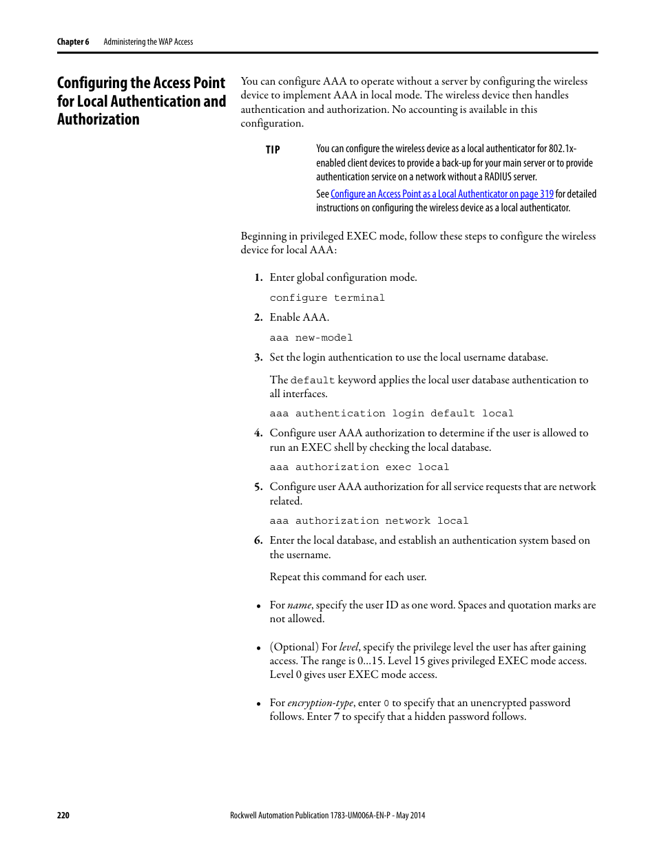 And authorization | Rockwell Automation 1783-WAPxxx Stratix 5100 Wireless Access Point User Manual User Manual | Page 220 / 612