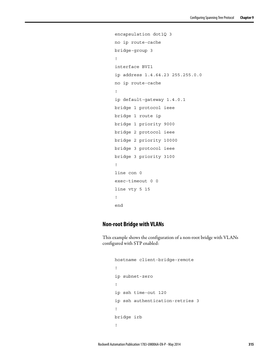Non-root bridge with vlans | Rockwell Automation 1783-WAPxxx Stratix 5100 Wireless Access Point User Manual User Manual | Page 315 / 612