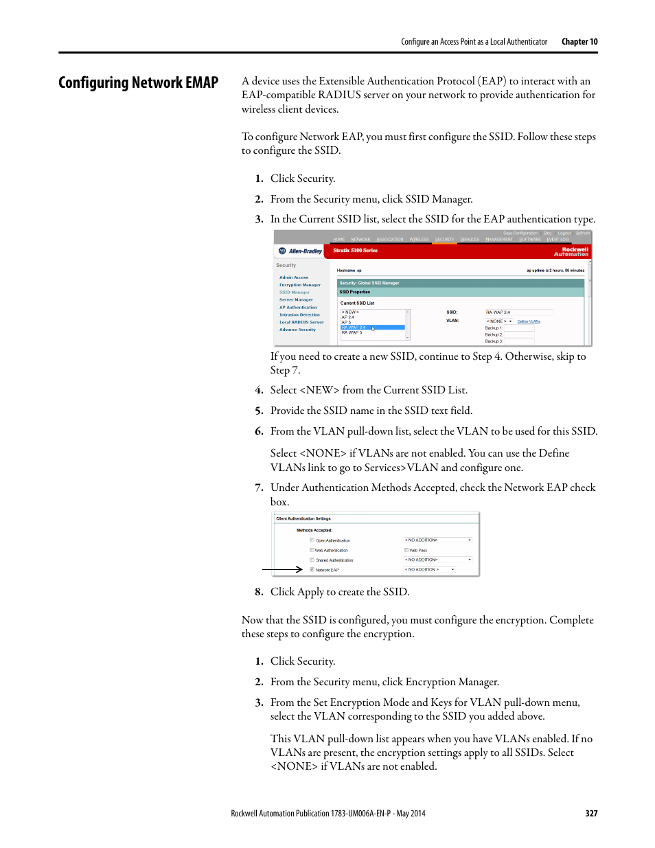 Configuring network emap | Rockwell Automation 1783-WAPxxx Stratix 5100 Wireless Access Point User Manual User Manual | Page 327 / 612