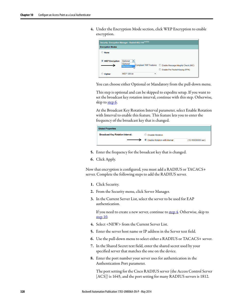 Rockwell Automation 1783-WAPxxx Stratix 5100 Wireless Access Point User Manual User Manual | Page 328 / 612