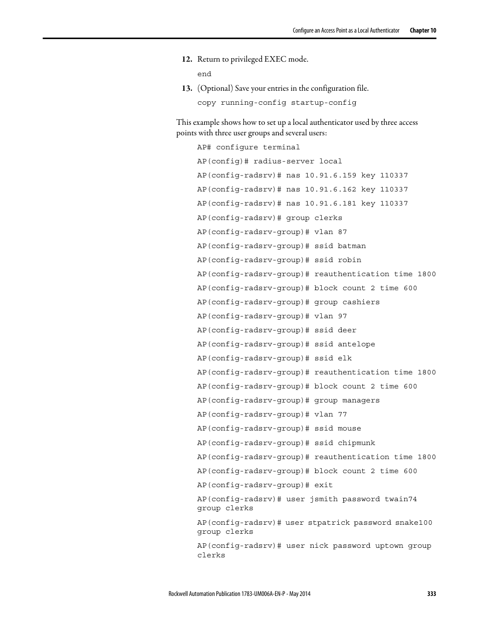 Rockwell Automation 1783-WAPxxx Stratix 5100 Wireless Access Point User Manual User Manual | Page 333 / 612