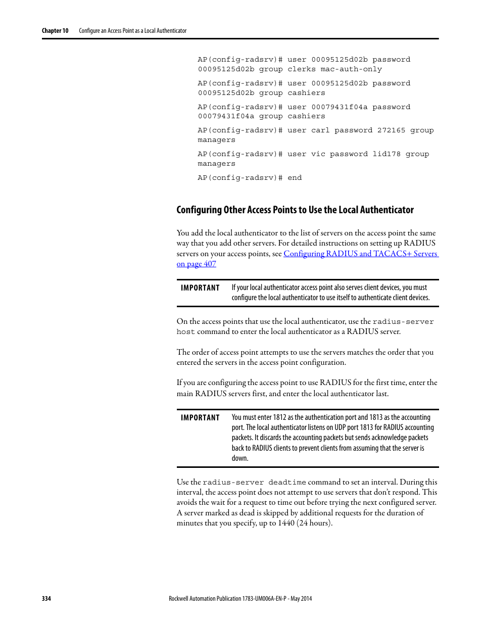 Rockwell Automation 1783-WAPxxx Stratix 5100 Wireless Access Point User Manual User Manual | Page 334 / 612