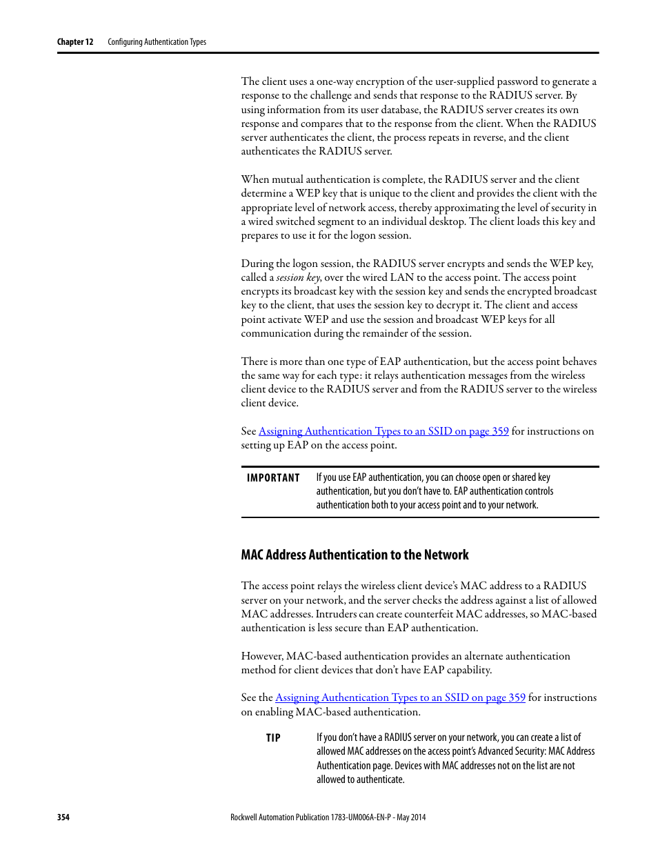 Mac address authentication to the network | Rockwell Automation 1783-WAPxxx Stratix 5100 Wireless Access Point User Manual User Manual | Page 354 / 612