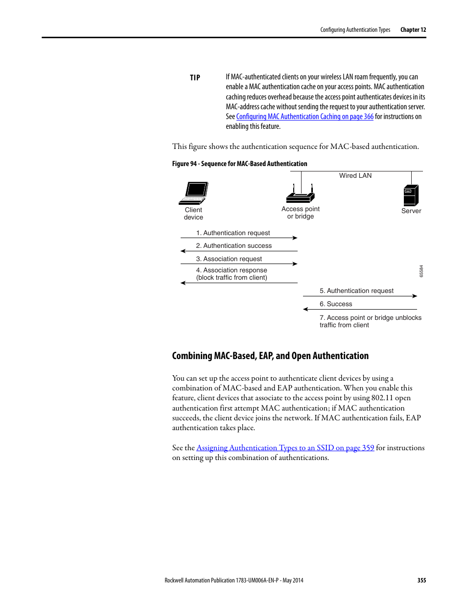 Combining mac-based, eap, and open authentication | Rockwell Automation 1783-WAPxxx Stratix 5100 Wireless Access Point User Manual User Manual | Page 355 / 612