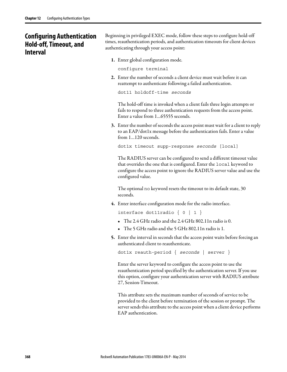 Rockwell Automation 1783-WAPxxx Stratix 5100 Wireless Access Point User Manual User Manual | Page 368 / 612