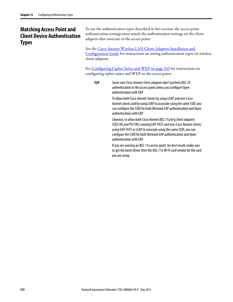 Rockwell Automation 1783-WAPxxx Stratix 5100 Wireless Access Point User Manual User Manual | Page 372 / 612