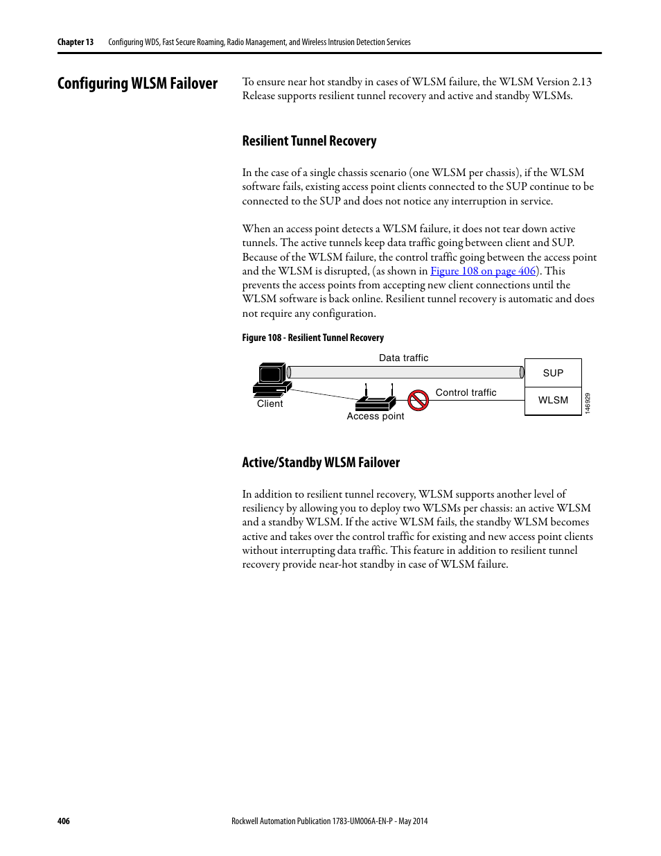 Configuring wlsm failover, Resilient tunnel recovery, Active/standby wlsm failover | Rockwell Automation 1783-WAPxxx Stratix 5100 Wireless Access Point User Manual User Manual | Page 406 / 612