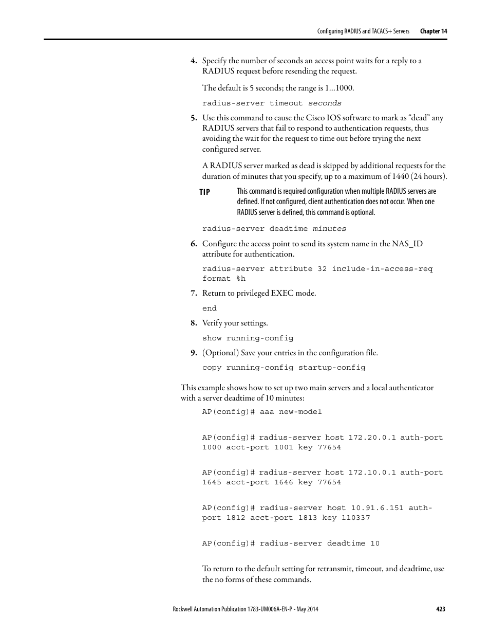 Rockwell Automation 1783-WAPxxx Stratix 5100 Wireless Access Point User Manual User Manual | Page 423 / 612