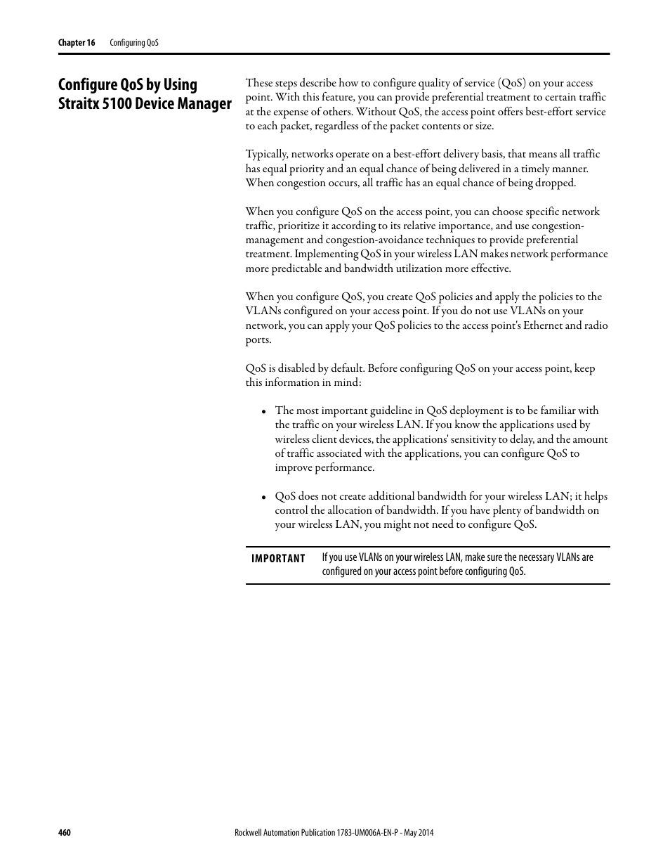 Configure qos by using straitx 5100 device manager | Rockwell Automation 1783-WAPxxx Stratix 5100 Wireless Access Point User Manual User Manual | Page 460 / 612