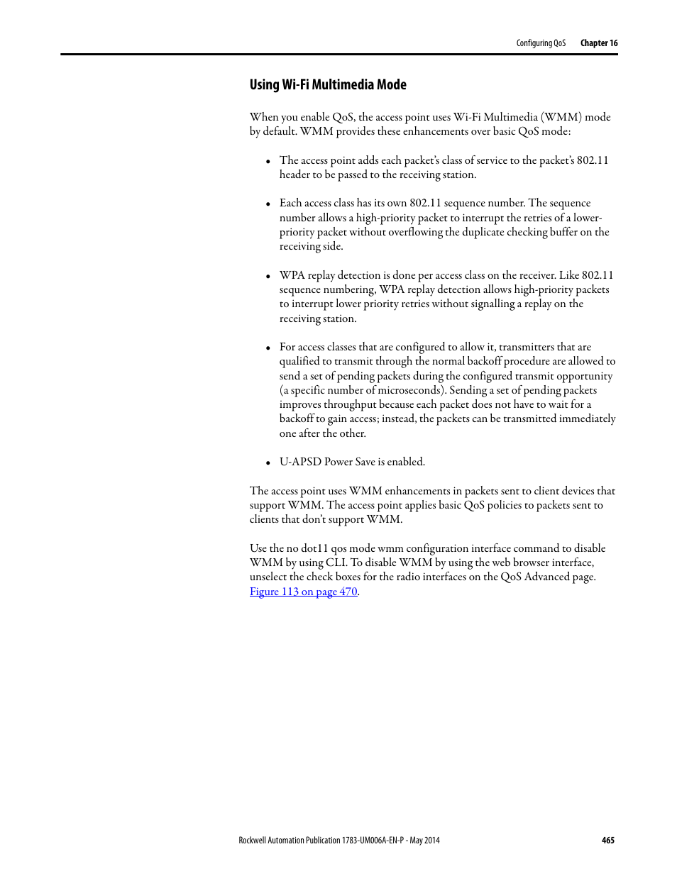 Using wi-fi multimedia mode | Rockwell Automation 1783-WAPxxx Stratix 5100 Wireless Access Point User Manual User Manual | Page 465 / 612