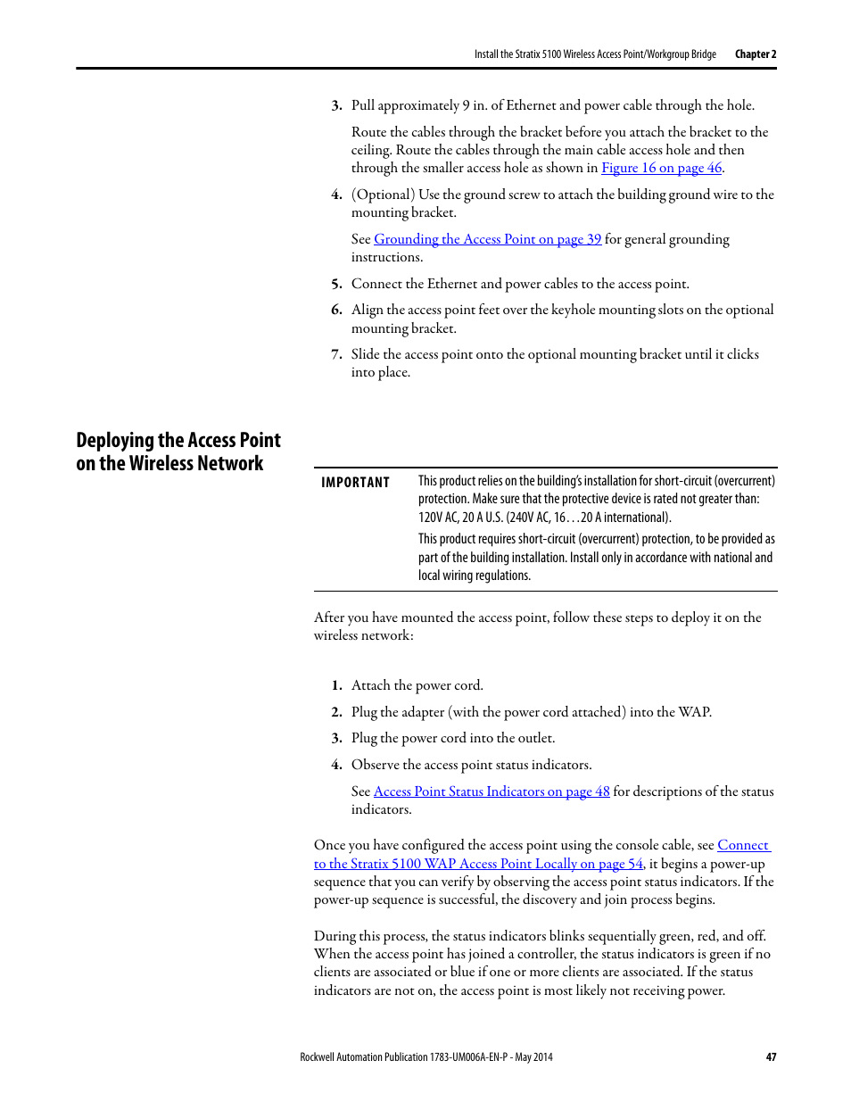 Deploying the access point on the wireless network | Rockwell Automation 1783-WAPxxx Stratix 5100 Wireless Access Point User Manual User Manual | Page 47 / 612