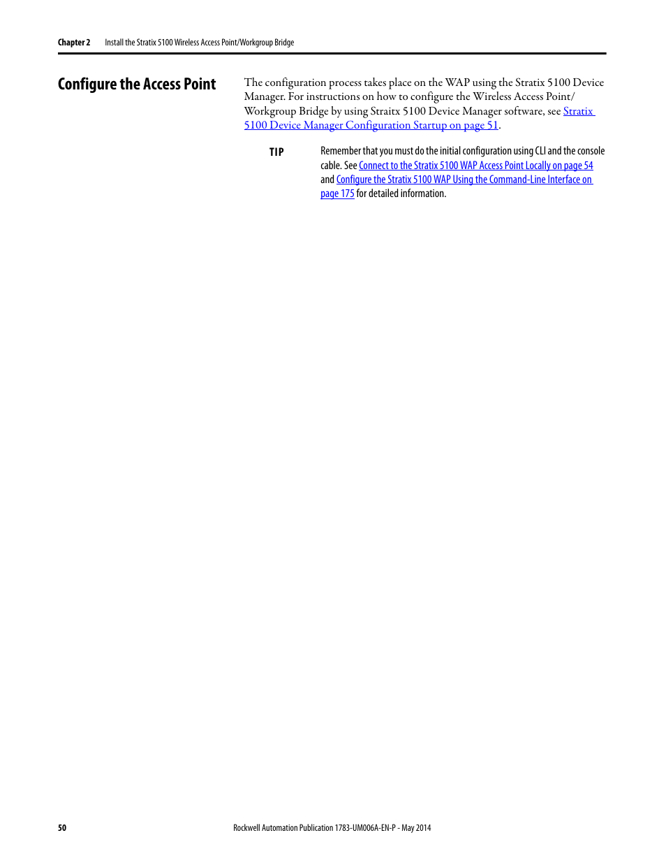 Configure the access point | Rockwell Automation 1783-WAPxxx Stratix 5100 Wireless Access Point User Manual User Manual | Page 50 / 612
