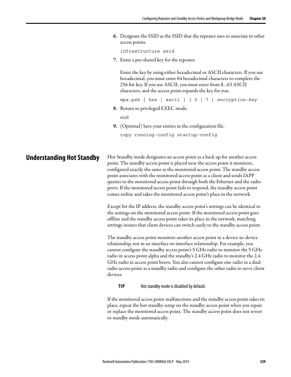 Understanding hot standby | Rockwell Automation 1783-WAPxxx Stratix 5100 Wireless Access Point User Manual User Manual | Page 529 / 612