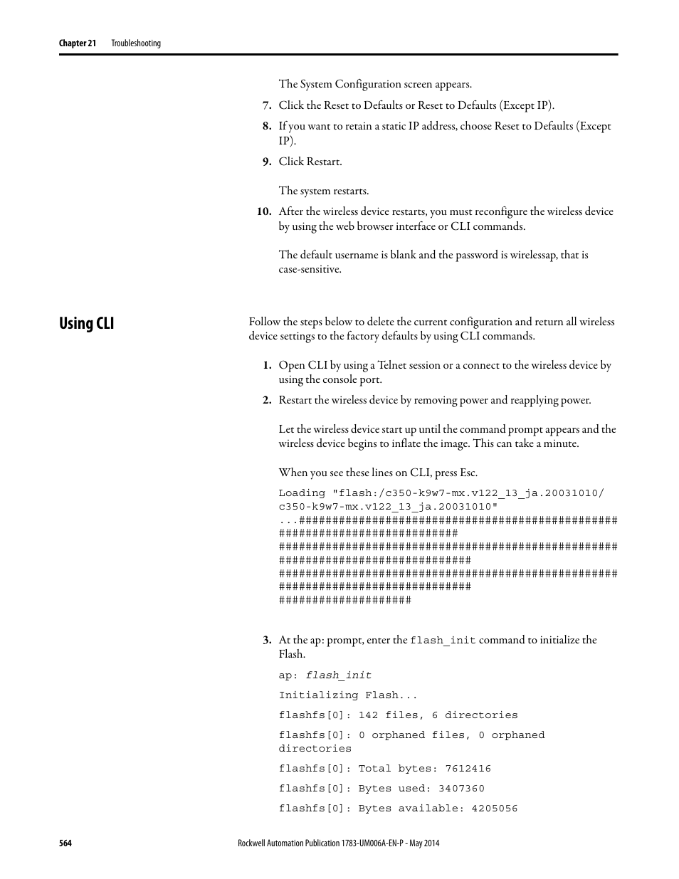 Using cli | Rockwell Automation 1783-WAPxxx Stratix 5100 Wireless Access Point User Manual User Manual | Page 564 / 612