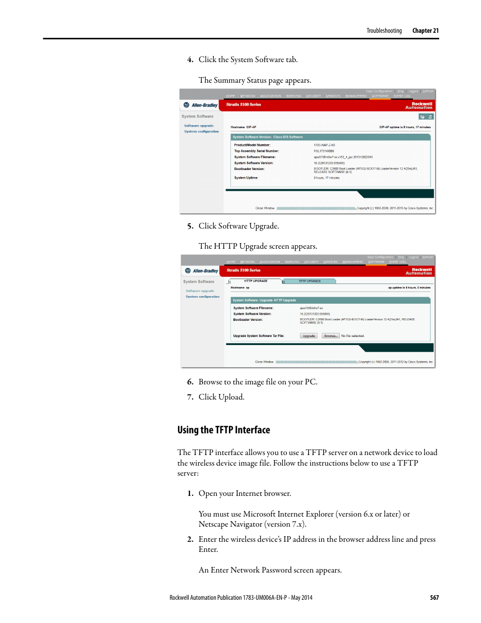 Using the tftp interface | Rockwell Automation 1783-WAPxxx Stratix 5100 Wireless Access Point User Manual User Manual | Page 567 / 612