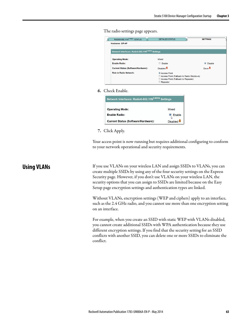 Using vlans | Rockwell Automation 1783-WAPxxx Stratix 5100 Wireless Access Point User Manual User Manual | Page 63 / 612