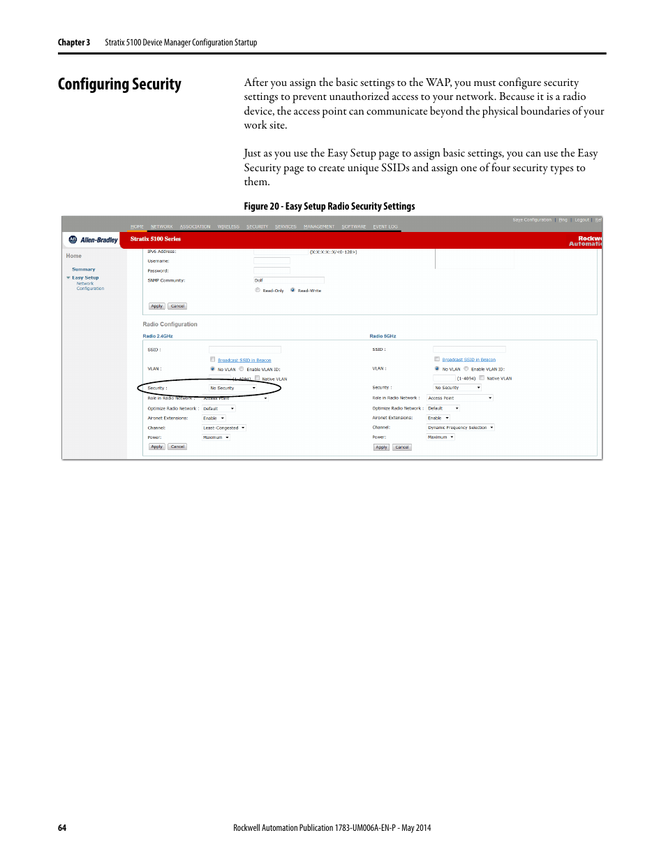 Configuring security | Rockwell Automation 1783-WAPxxx Stratix 5100 Wireless Access Point User Manual User Manual | Page 64 / 612