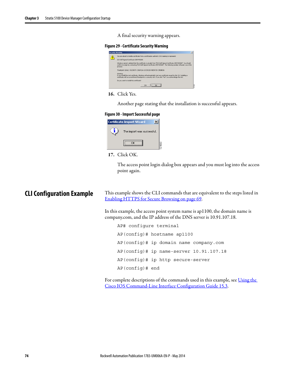 Cli configuration example | Rockwell Automation 1783-WAPxxx Stratix 5100 Wireless Access Point User Manual User Manual | Page 74 / 612