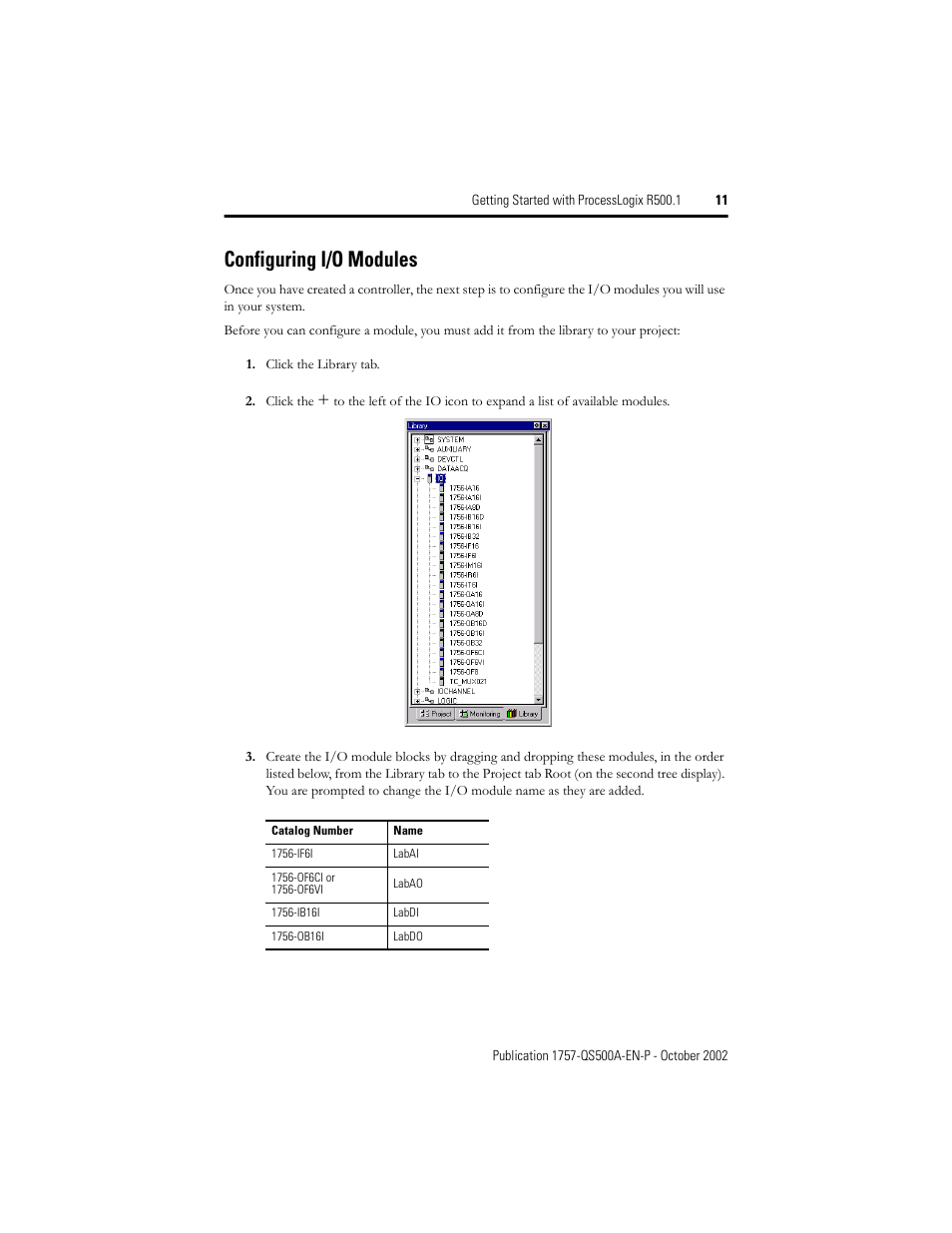 Configuring i/o modules | Rockwell Automation 1757-SWKIT5000 Getting Started with ProcessLogix R500.1 Quick Start User Manual | Page 11 / 24