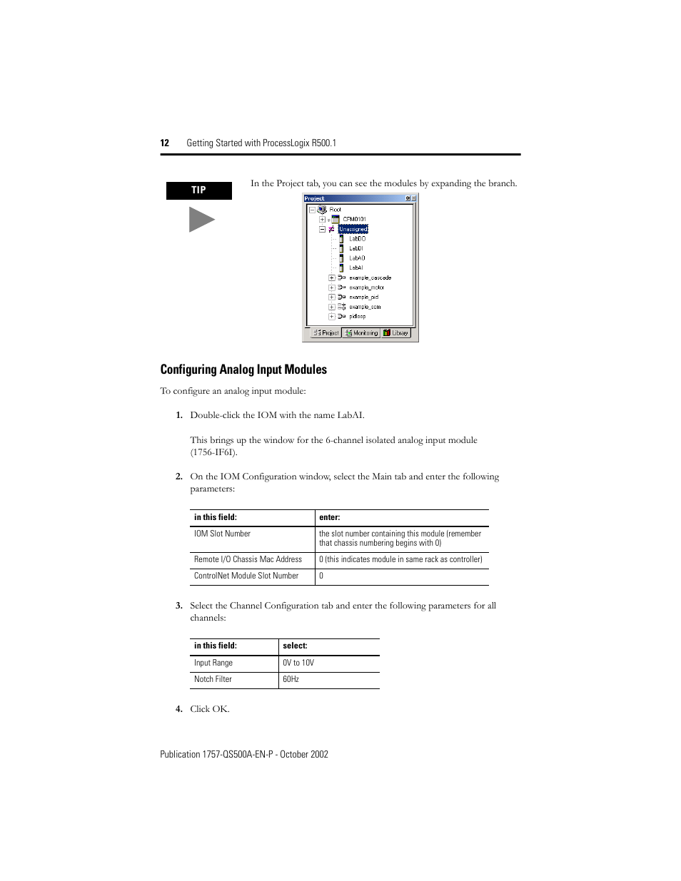 Configuring analog input modules | Rockwell Automation 1757-SWKIT5000 Getting Started with ProcessLogix R500.1 Quick Start User Manual | Page 12 / 24