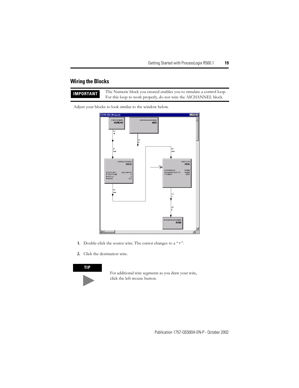 Wiring the blocks | Rockwell Automation 1757-SWKIT5000 Getting Started with ProcessLogix R500.1 Quick Start User Manual | Page 19 / 24