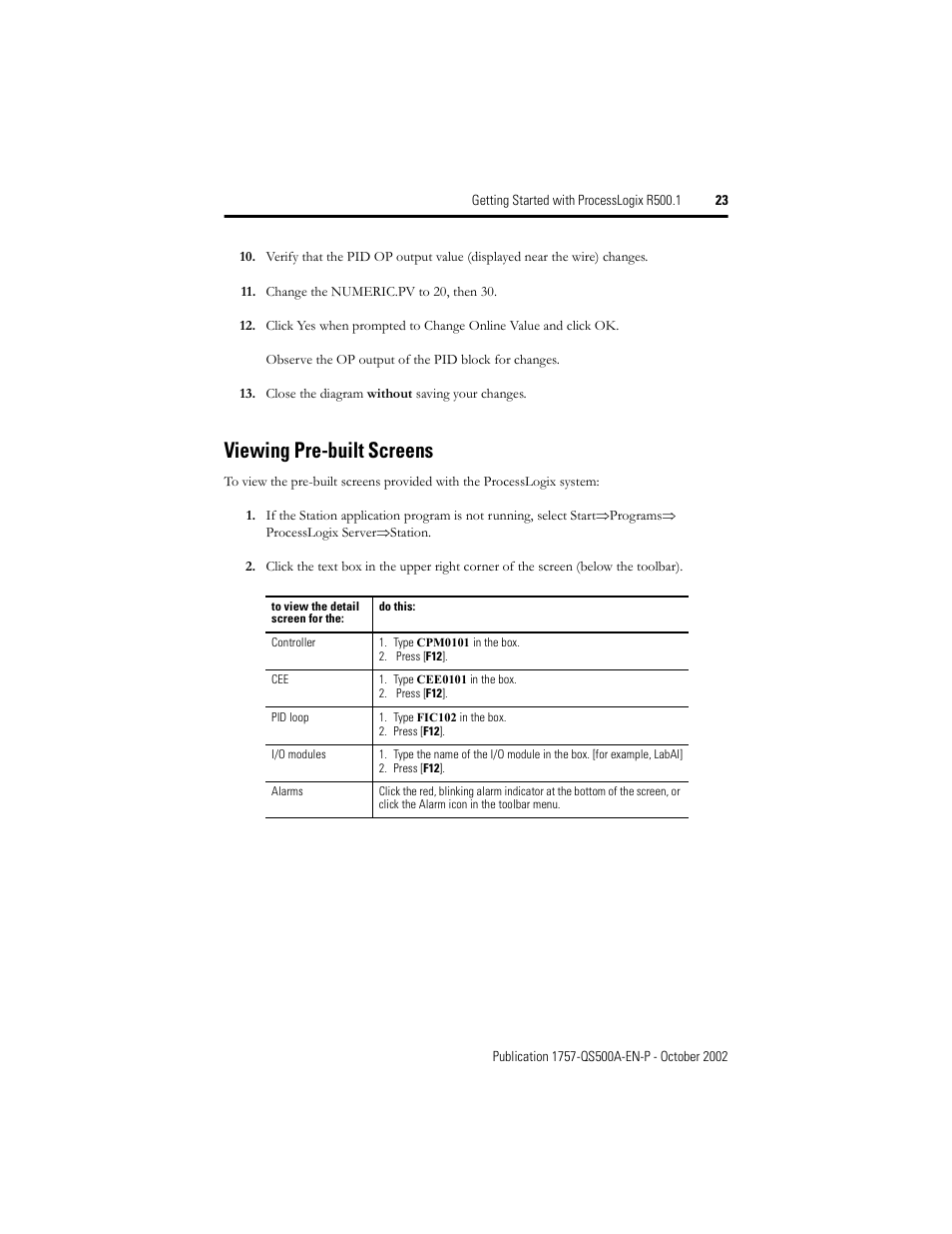 Viewing pre-built screens | Rockwell Automation 1757-SWKIT5000 Getting Started with ProcessLogix R500.1 Quick Start User Manual | Page 23 / 24