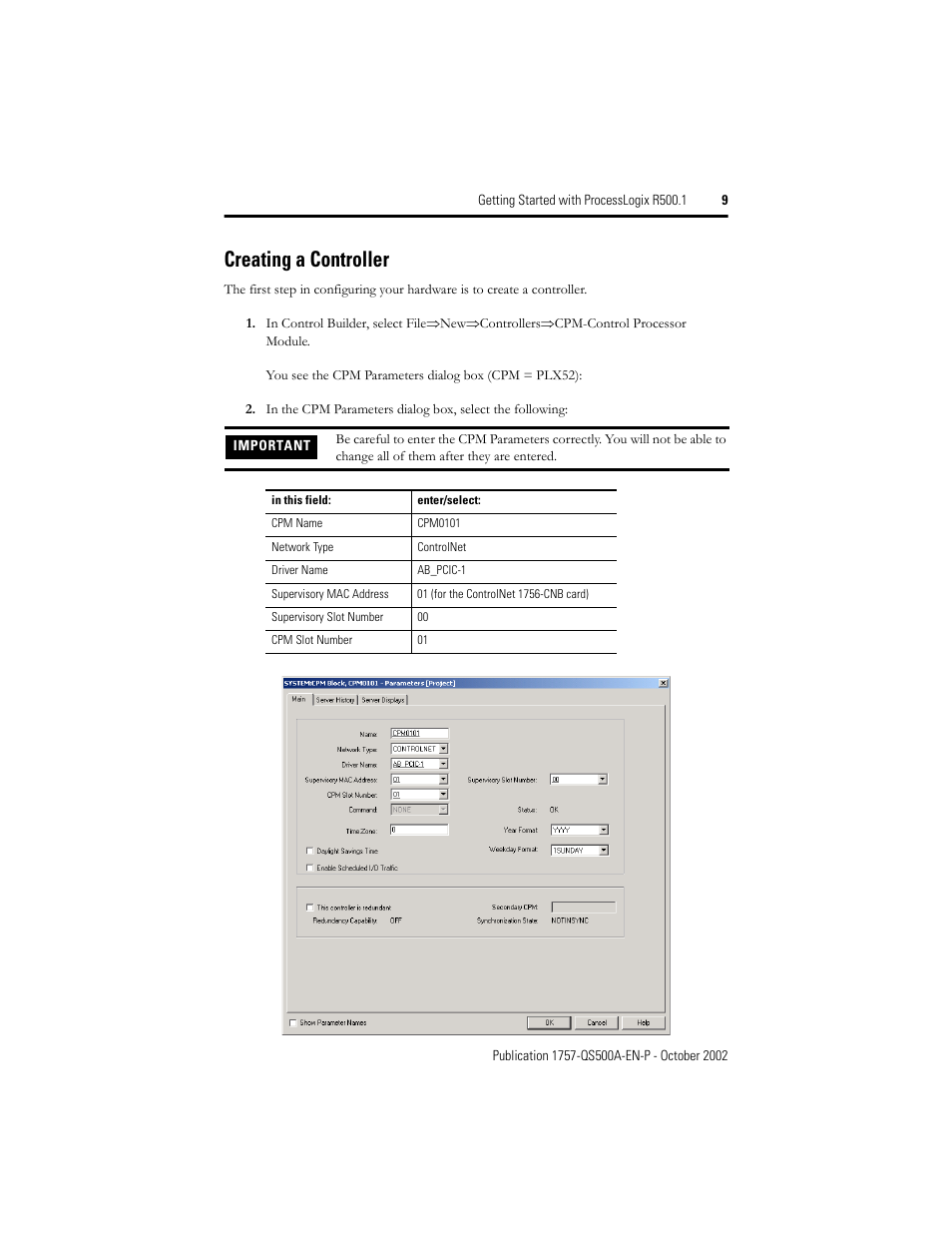 Creating a controller | Rockwell Automation 1757-SWKIT5000 Getting Started with ProcessLogix R500.1 Quick Start User Manual | Page 9 / 24