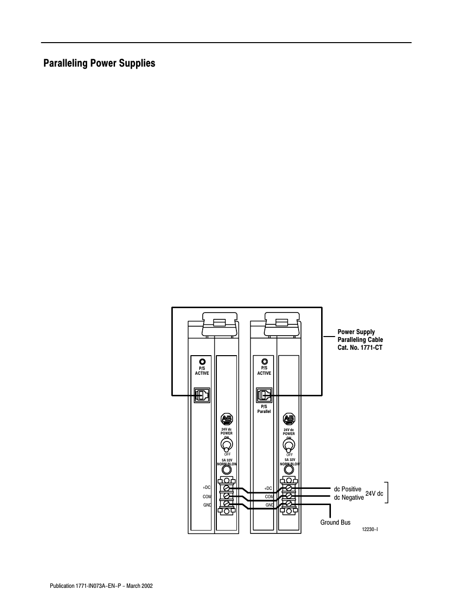 Paralleling power supplies | Rockwell Automation 1771-P3_P4_P5_P5E Power Supply Modules Installation Instructions User Manual | Page 12 / 20